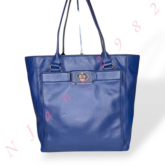 kate spade Handbags - Kate Spade New York Tote Hampton Road Davis Blue Smooth Leather Turn Lock Large
